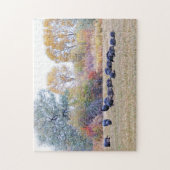 Flock wild lebender Truthühner auf einem Feld Puzzle (Vertikal)