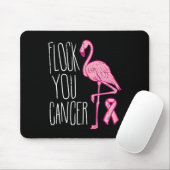 Flock you Breast Cancer Flamingo Pink Ribbon Aware Mousepad (Mit Mouse)