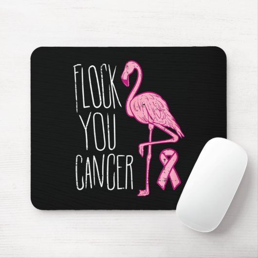 Flock you Breast Cancer Flamingo Pink Ribbon Aware Mousepad (Mit Mouse)