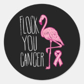 Flock you Breast Cancer Flamingo Pink Ribbon Aware Runder Aufkleber (Vorderseite)