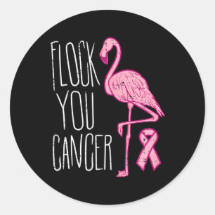 Flock you Breast Cancer Flamingo Pink Ribbon Aware Runder Aufkleber