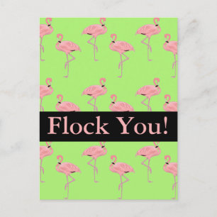 Flock You Pink Flamingo Flocking Party Einladungspostkarte
