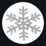 Flocke Runder Aufkleber<br><div class="desc">Schneeflocke</div>