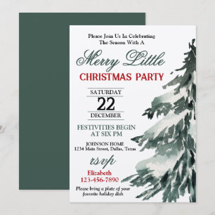Flocken-Weihnachtsbaum-Party Einladung