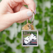 Flockige Würfel Schlüsselanhänger (Hand)