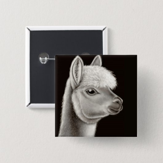 Flockiges Alpaka-Gesichts-Button Button (Vorne & Hinten)