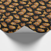Flockiges Hamster-Muster auf schwarzer, Geschenkpapier (Ecke)