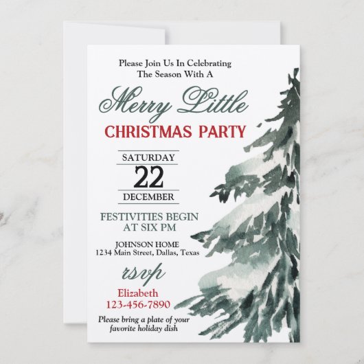 Flocking Christmas Tree Party Einladung (Vorderseite)