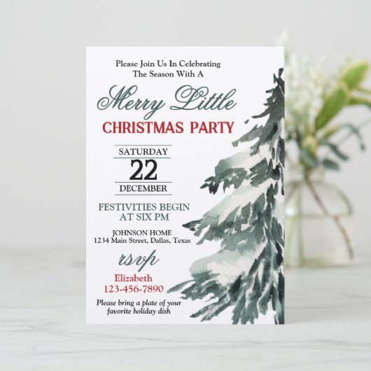Flocking Christmas Tree Party Einladung (Stehend Vorderseite)
