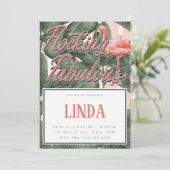 Flocking Fabulous Invasion - Flamingo Thema Einladung (Stehend Vorderseite)