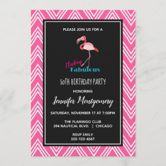 Flocking Fabulous mit rosa Flamingo Birthday Einladung