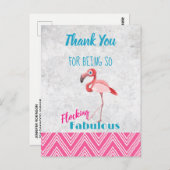 Flocking Fabulous Pink Flamingo Pun Party Dank Postkarte (Vorne/Hinten)