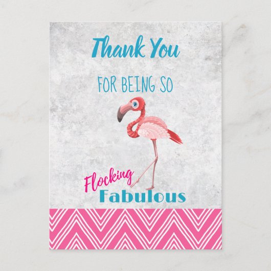 Flocking Fabulous Pink Flamingo Pun Party Dank Postkarte (Vorderseite)