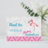 Flocking Fabulous Pub mit / Pink Flamingo Vielen D Dankeskarte (Stehend Vorderseite)