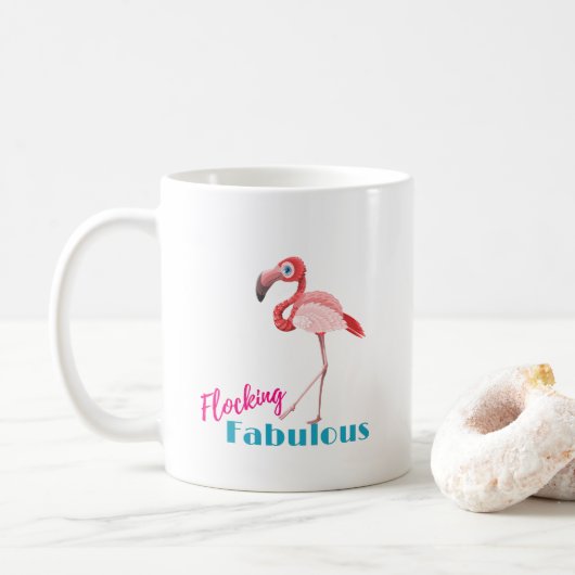 Flocking Fabulous Typografy w/Pink Flamingo Kaffeetasse (Mit Donut)
