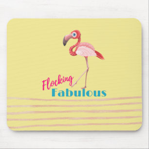 Flocking Fabulous Typografy w/Pink Flamingo Mousepad