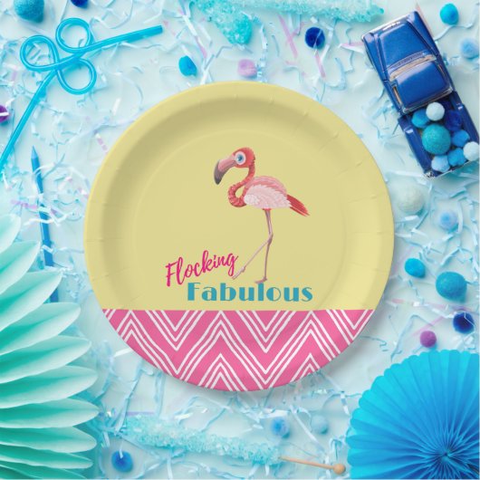 Flocking Fabulous Typografy w/Pink Flamingo Pappteller (Party)