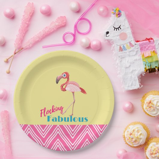 Flocking Fabulous Typografy w/Pink Flamingo Pappteller (Party)