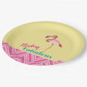 Flocking Fabulous Typografy w/Pink Flamingo Pappteller (Schrägansicht)