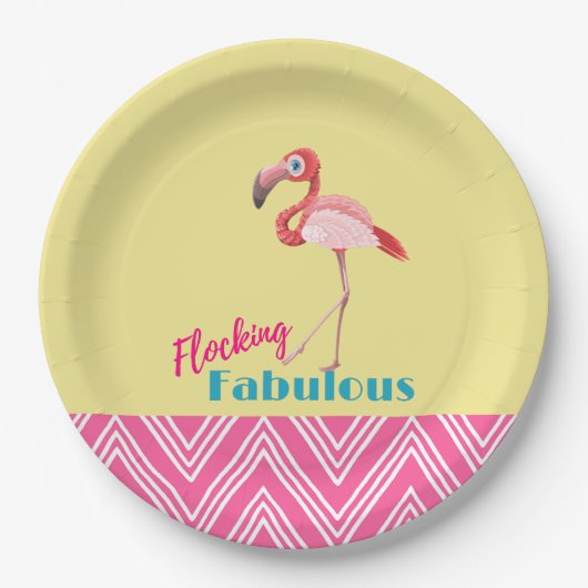 Flocking Fabulous Typografy w/Pink Flamingo Pappteller (Vorderseite)