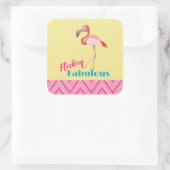 Flocking Fabulous Typografy w/Pink Flamingo Quadratischer Aufkleber (Tasche)