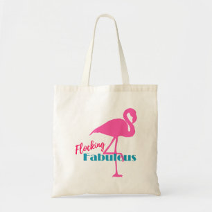 Flocking Fabulous Typografy w/Pink Flamingo Tragetasche