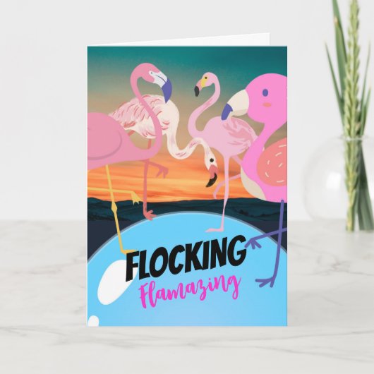 Flocking Fantastische Funny Danke Flamingos Karte (Vorderseite)