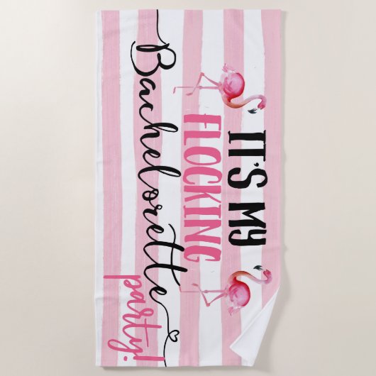 Flocking Flamingo Bride Bachelorette Beach Handtuc Strandtuch (Vorderseite)