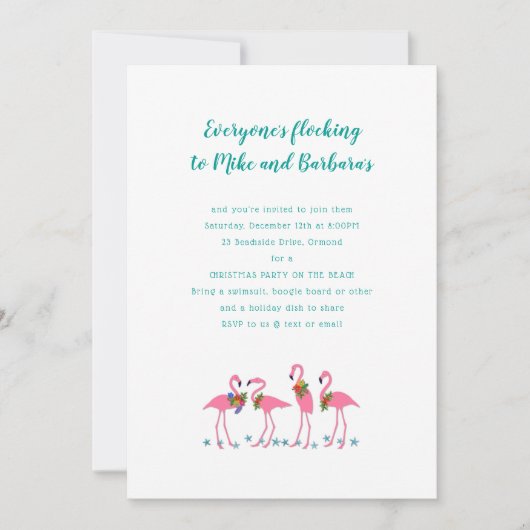 Flocking Flamingos Custom Holiday Party Einladung (Vorderseite)