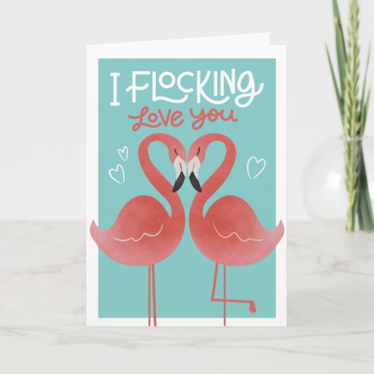 Flocking Liebe You Flamingine Valentine Greeting C Karte (Vorderseite)
