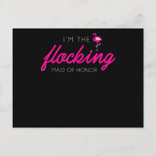 Flocking Maid Of Honor Flamingo Bachelorette Party Feiertagspostkarte