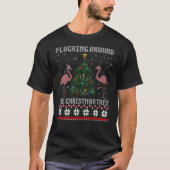 Flocking rund um den Weihnachtsbaum Flamingo Bird  T-Shirt (Vorderseite)