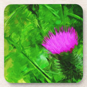 Flodmans Thistle Lila Wildblume Abstrakt Untersetzer (Vorderseite)