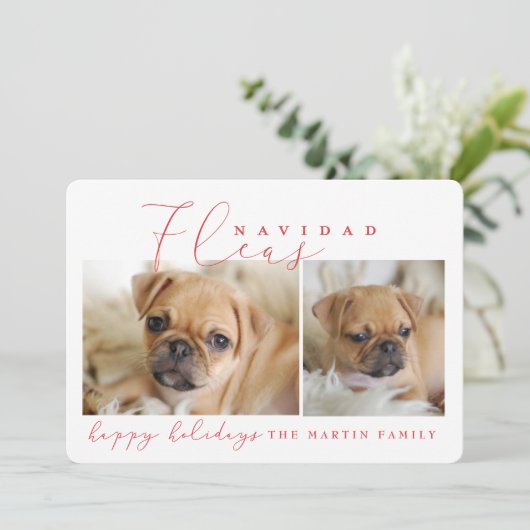 FLÖHE NAVIDAD FEIERTAGSKARTE (Stehend Vorderseite)