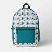 Floofy White Puppy Pattern auf Aquamarin Bedruckter Rucksack (Vorderseite)