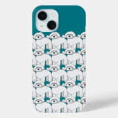 Floofy White Puppy Pattern auf Aquamarin Case-Mate iPhone Hülle (Rückseite)