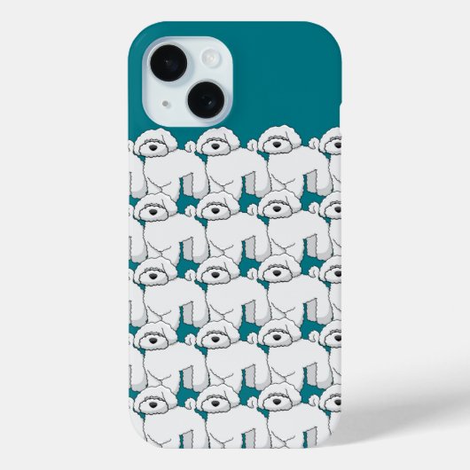 Floofy White Puppy Pattern auf Aquamarin Case-Mate iPhone Hülle (Rückseite)