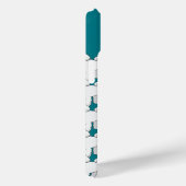 Floofy White Puppy Pattern auf Aquamarin Case-Mate iPhone Hülle (Rückseite / Rechts)