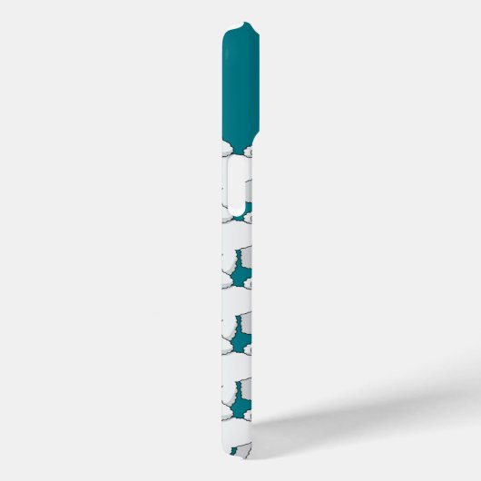 Floofy White Puppy Pattern auf Aquamarin Case-Mate iPhone Hülle (Rückseite / Rechts)