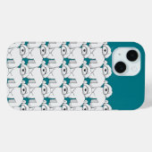 Floofy White Puppy Pattern auf Aquamarin Case-Mate iPhone Hülle (Rückseite (Horizontal))