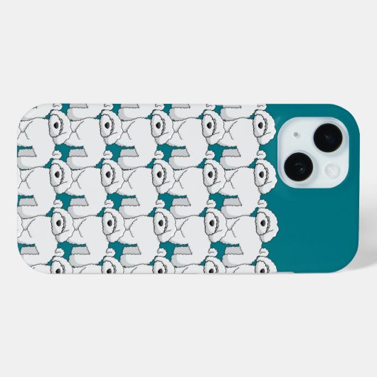 Floofy White Puppy Pattern auf Aquamarin Case-Mate iPhone Hülle (Rückseite (Horizontal))