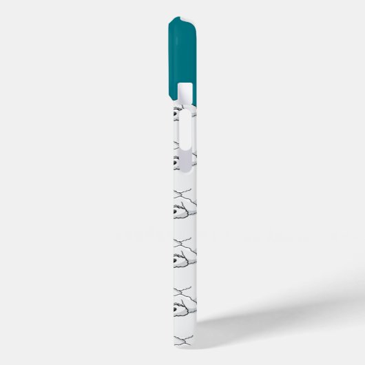 Floofy White Puppy Pattern auf Aquamarin Case-Mate iPhone Hülle (Rückseite / Links)