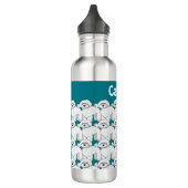 Floofy White Puppy Pattern Personalisiert Edelstahlflasche (Links)