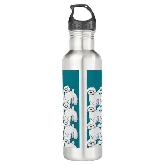 Floofy White Puppy Pattern Personalisiert Edelstahlflasche (Rückseite)