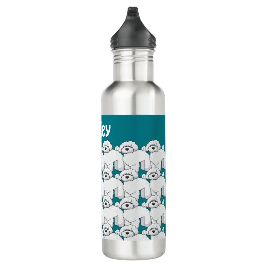 Floofy White Puppy Pattern Personalisiert Edelstahlflasche (Rechts)