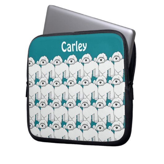 Floofy White Puppy Pattern Personalisiert Laptopschutzhülle (Vorderseite Links)