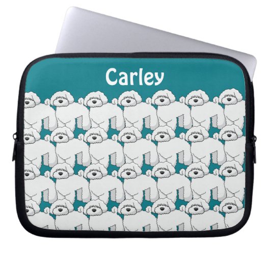 Floofy White Puppy Pattern Personalisiert Laptopschutzhülle (Vorderseite)