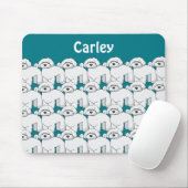 Floofy White Puppy Pattern Personalisiert Mousepad (Mit Mouse)