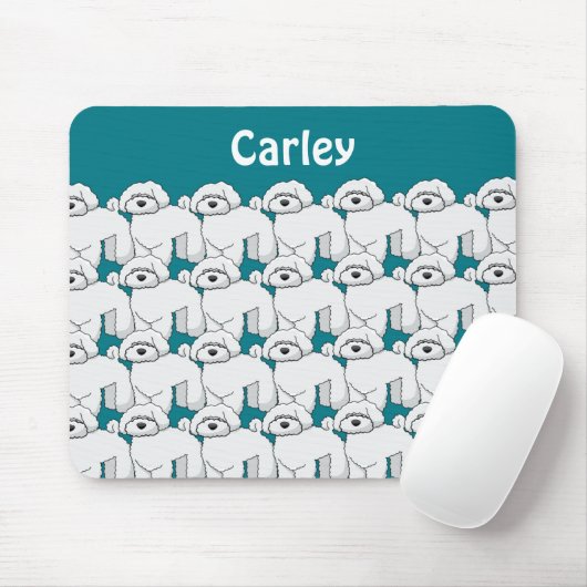 Floofy White Puppy Pattern Personalisiert Mousepad (Mit Mouse)