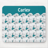 Floofy White Puppy Pattern Personalisiert Mousepad (Vorne)